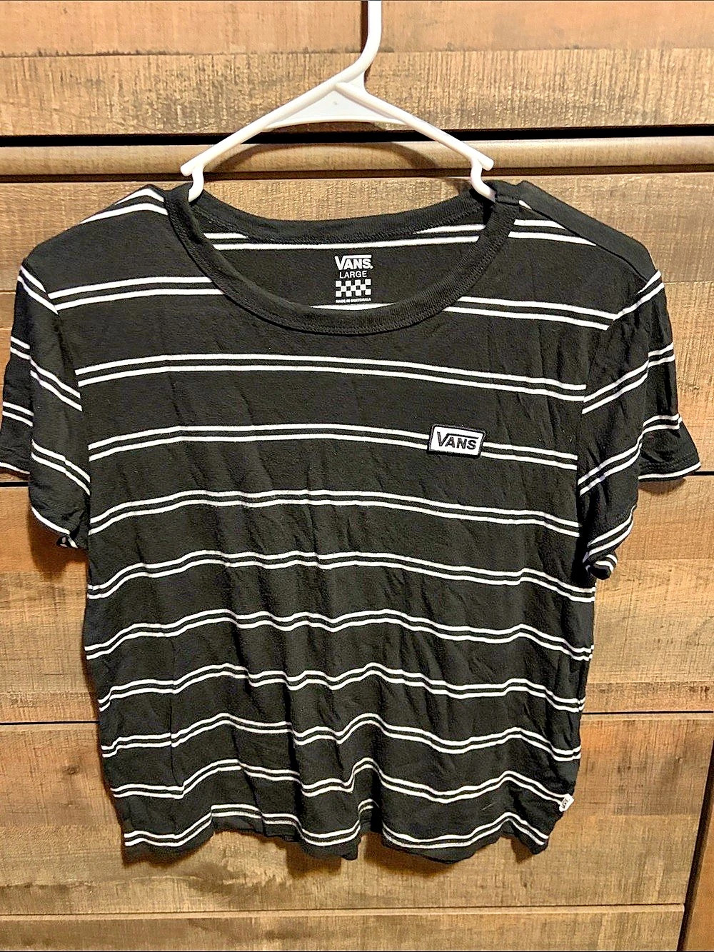 Vans Striped Tee in Black & White Large